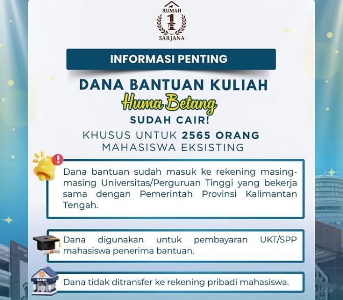 Bukan ke Rekening Mahasiswa, Bantuan Kuliah Gratis Kalteng Disalurkan Lewat Kampus