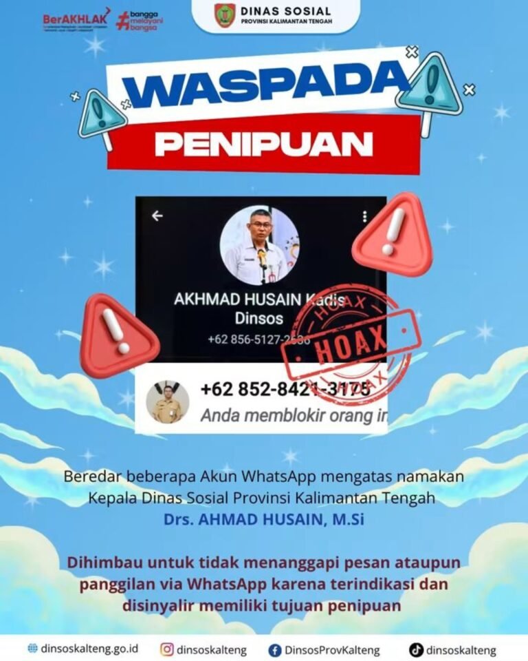 Nama Kepala Dinsos Kalteng Dicatut di WhatsApp, Ahmad Husain: Jangan Layani Pesan Mencurigakan